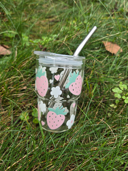 "Strawberry" Mini 3oz glass tumbler